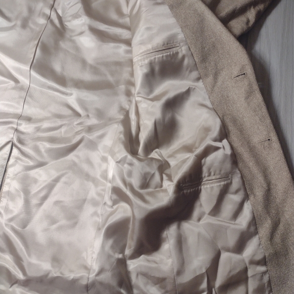 JOHN ASHFORD 3 Button Herringbone Blazer/Sport Coat-Beige-Silk-SZ 40L-NWT - Picture 10 of 15